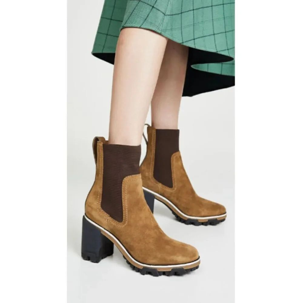 Rag & Bone Shiloh High Heeled Boot Chunky Lug Sole Boot Size 38 / 8 golden brown